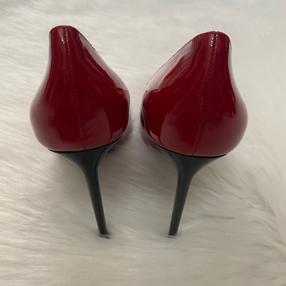 🔥HOST PIC🔥 NEW in Box- SAINT LAURENT Vernice Chiffon Red Heels 36.5 - Picture 5 of 6